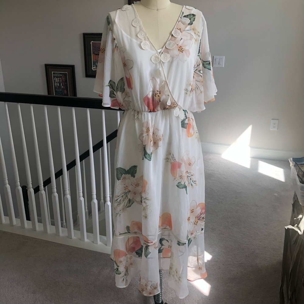 Anthropology farm rio orange patterned dress